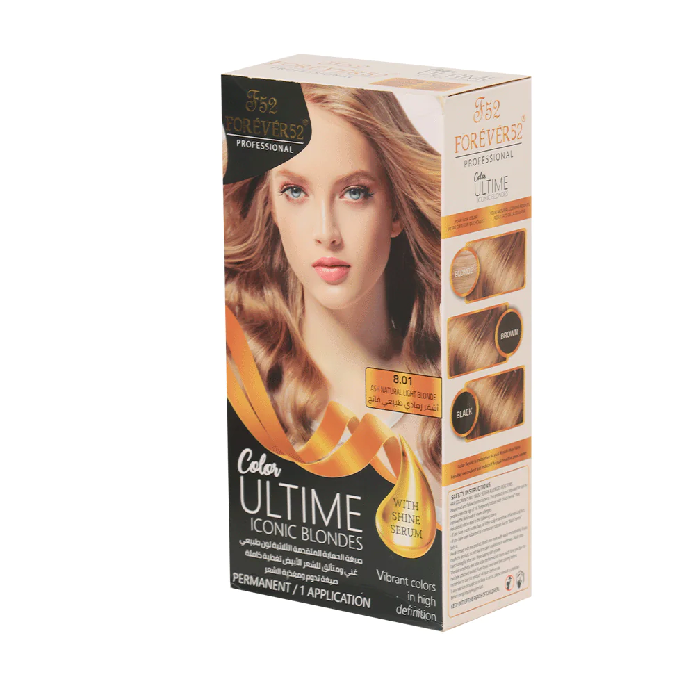 فور ايفر 52 صبغة شعر دائمة مع تغطية كاملة للشيب - أشقر رمادي طبيعي فاتح